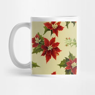 Vintage Florals Christmas Poinsettia Watercolor Mug